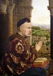 Rolinmadonnan (La Vierge du chancelier Rolin), detalj av kansler Nicolas Rolin (1376-1462), cirka 1435